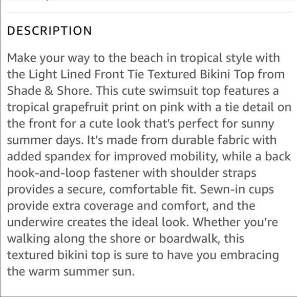 NWT Shade & Shore Grapefruit Tropical Pink Orange Peach Bikini Top Size 36C - Picture 7 of 10